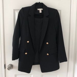 Black blazer with gold buttons